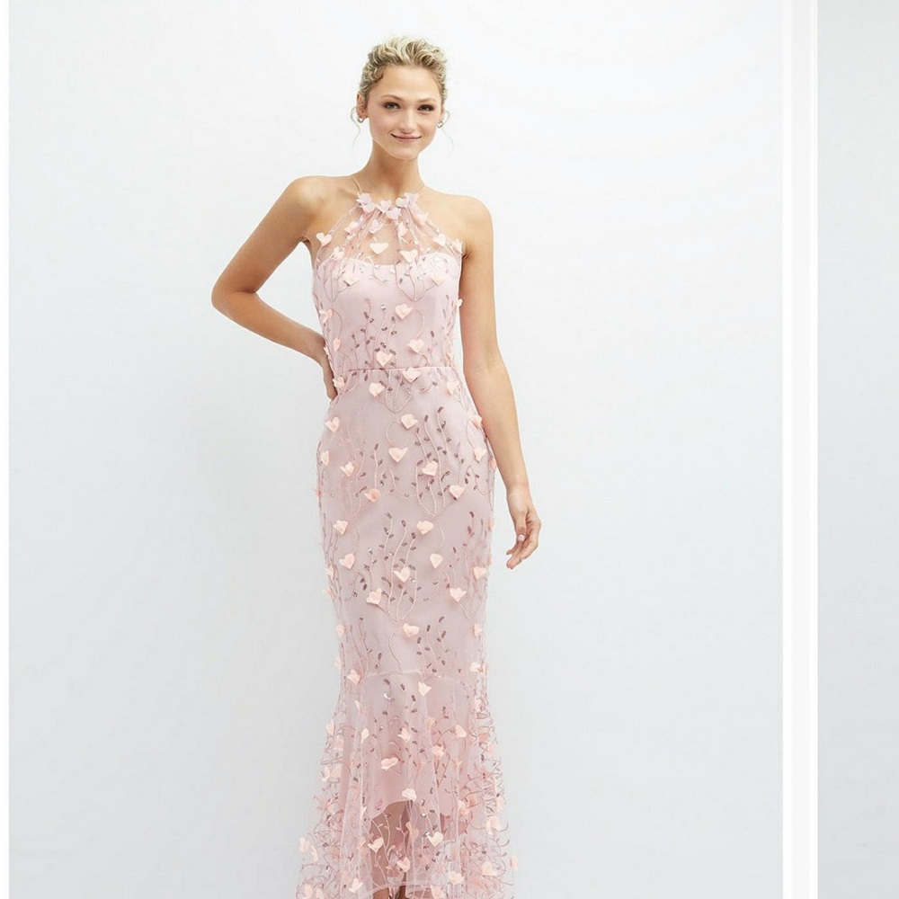 Dessy Collection Sequin Embroidered High-Low Gown
